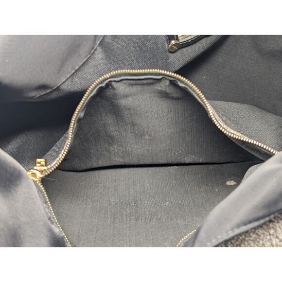 Authentic Vintage Fendi Black Nylon Hobo Shoulder Bag Gold FF Logo Italy - Picture 7 of 13